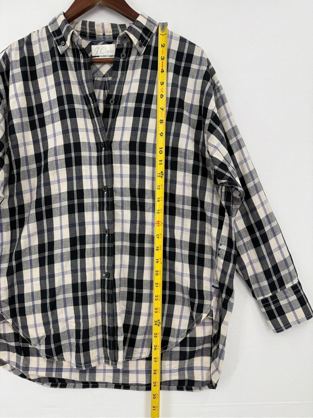J. Crew Plaid Button Down Shirt Women’s Size 4 Black Blue Cream Cotton